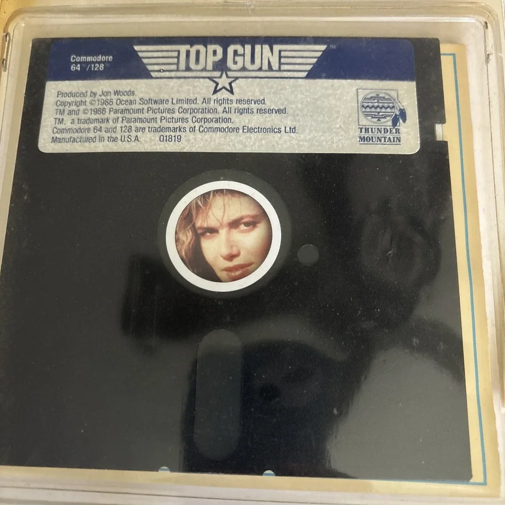 Vtg. Commodore 64/128 Top Gun Thunder Mountain‎ Ocean Floppy Disk UNTESTED